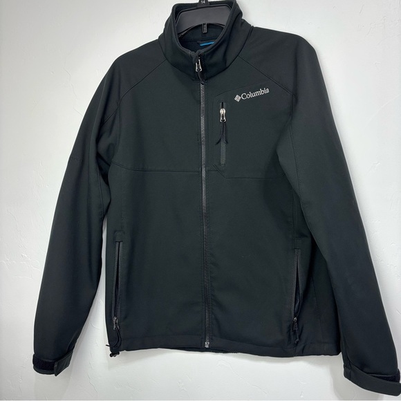Columbia Softshell Black Full Zip Men's Jacket Medium Winter Fall Medium Weight - Picture 1 of 12